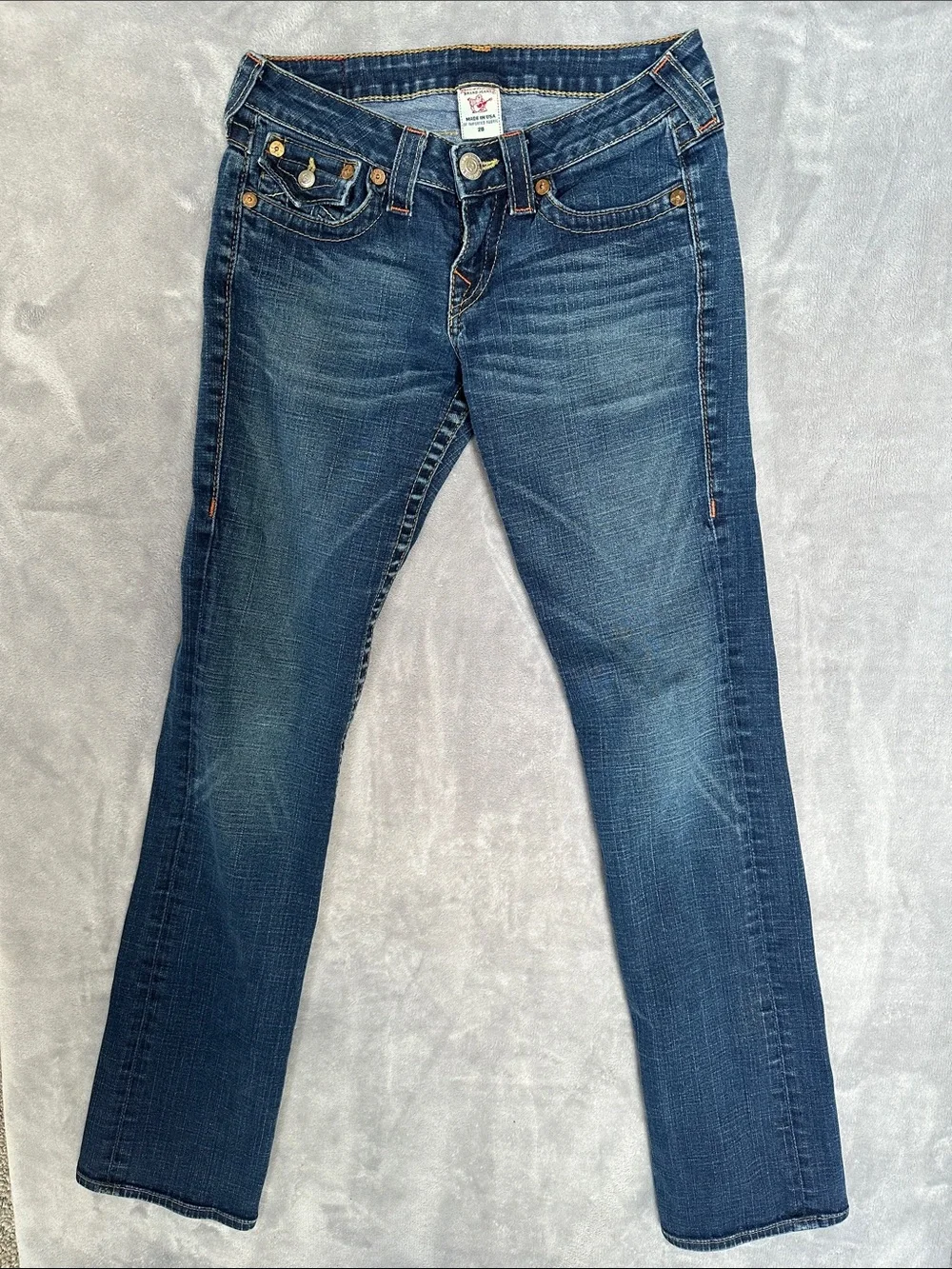 True Religion Women's Straight Leg Dark Blue Denim Jeans - Picture 1 of 10